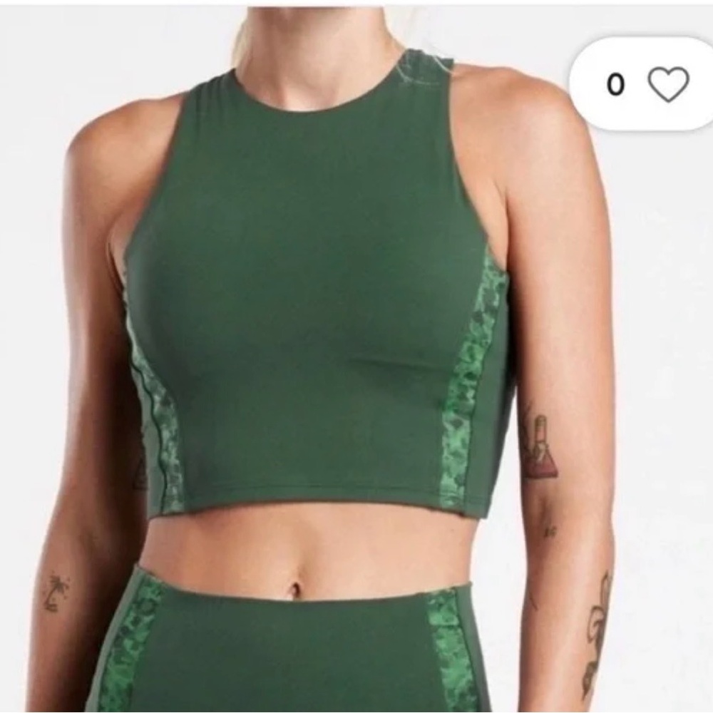 Athleta‎ Forest Green Longline High Neck Sports Bra | Size Small